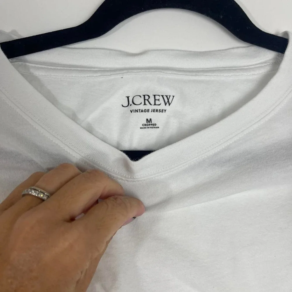 J.Crew Vintage Jersey Cropped Long Sleeve Tee — White M